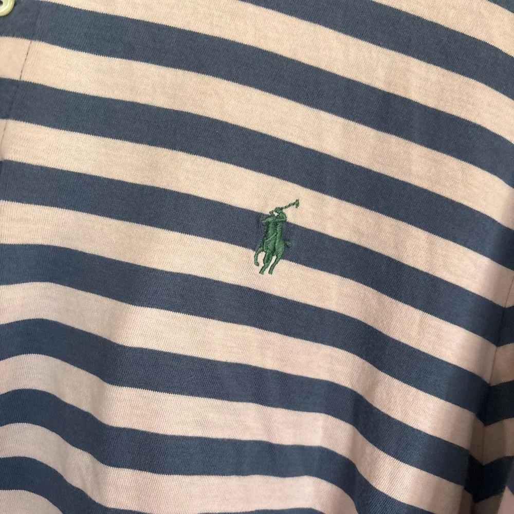 Polo Ralph Lauren Classic Fit Men's XL Blue/Pink Striped Short Sleeve Blue Pony